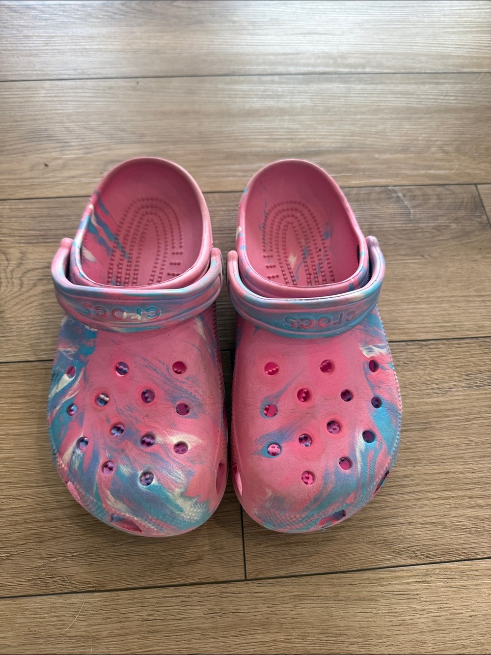 CROCS Pink and Blue Marble Clog